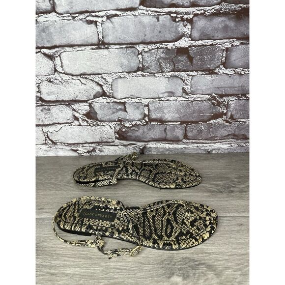 Collin Stuart Ivory Leather Snake Skin Print Strap Sandals Women’s Sz 9M US/40EU - Picture 16 of 16